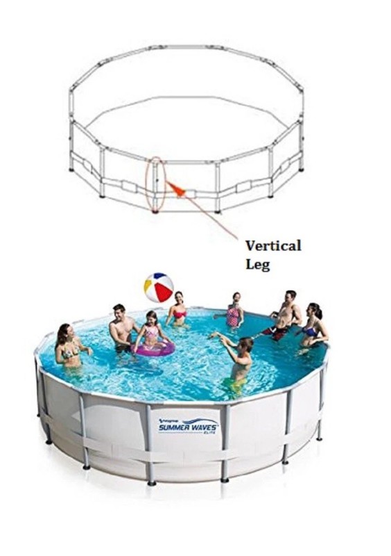 Replacement Vertical Leg Summer Waves 14’ x 42” Elite Metal Frame Round Pool gallery