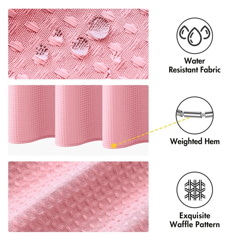 MIULEE Waffle Weave Fabric Shower Bath Curtain with 12 Metal Hooks 260GSM Hea... gallery