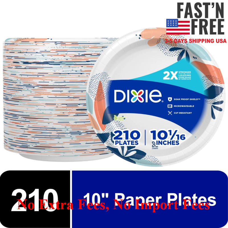 2 Pack Dixie Disposable Paper Plates, 10", 2X Stronger*, Multi-Color, 210 Count gallery