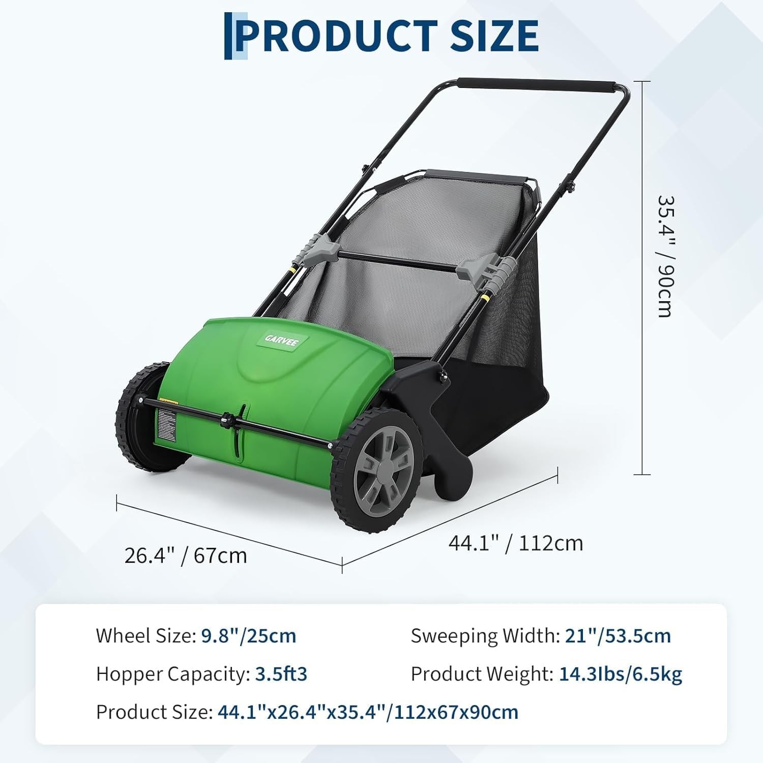 21'' Lawn Sweeper Push Behind Leaf Sweeper 3.5 Cu.Ft. Leaf Collector Adjustable gallery