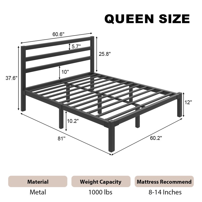Platform Bed Frame Twin/Full/Queen/King Size Metal Bed Frame with Headboard gallery