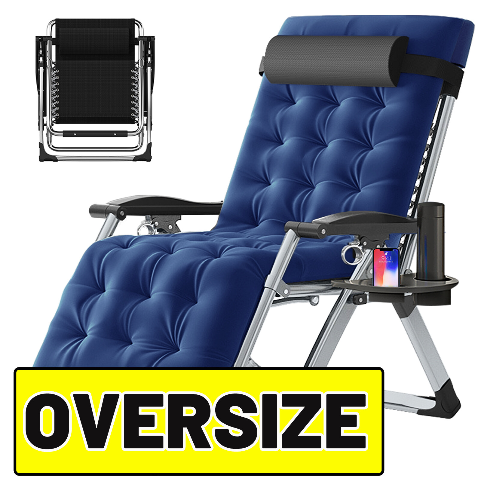H&ZT Oversized Zero Gravity Chairs XL Ergonomic Recliner Folding Reclining Chair gallery