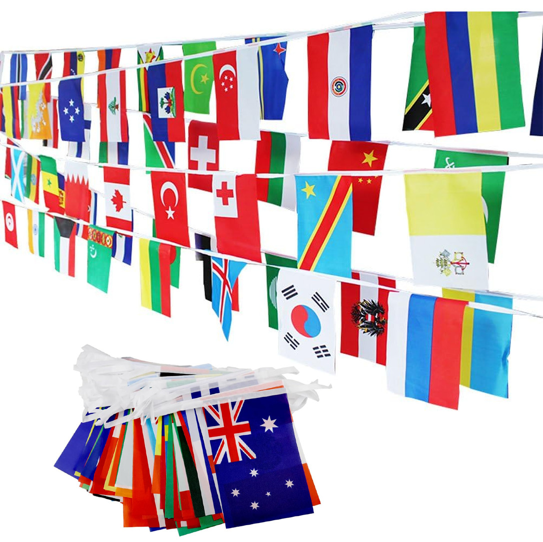 International World 100 Countries String Flag Assorted Hanging Flag Banners 82FT gallery