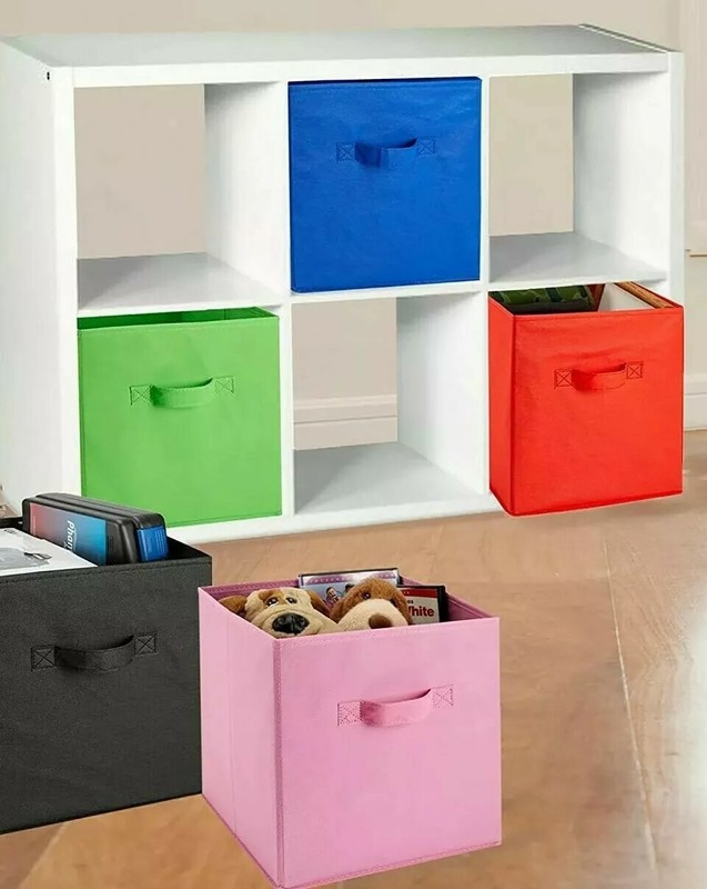 Casafield™ ~ 11" Storage Bin ~ Polyester Cube ~ Pink ~ Solid Pattern gallery