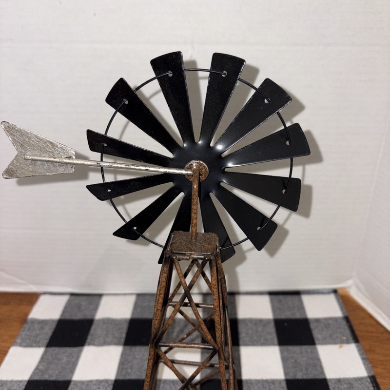 Amish Style Windmill 12" Rustic Country Primitive Tin Metal Garden Home Decor gallery