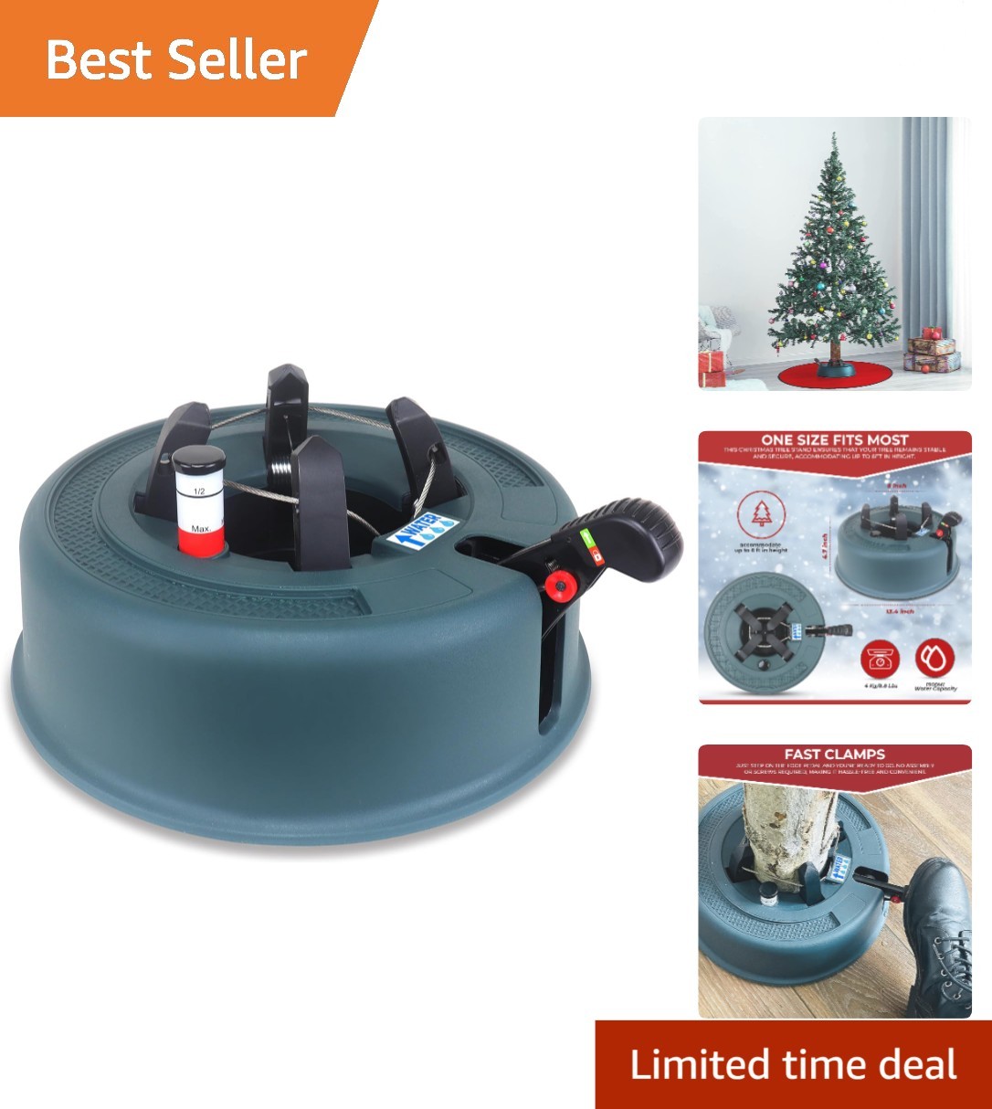 Durable Christmas Tree Stand with Water Level Indicator - Holds Up to 6ft Trees gallery