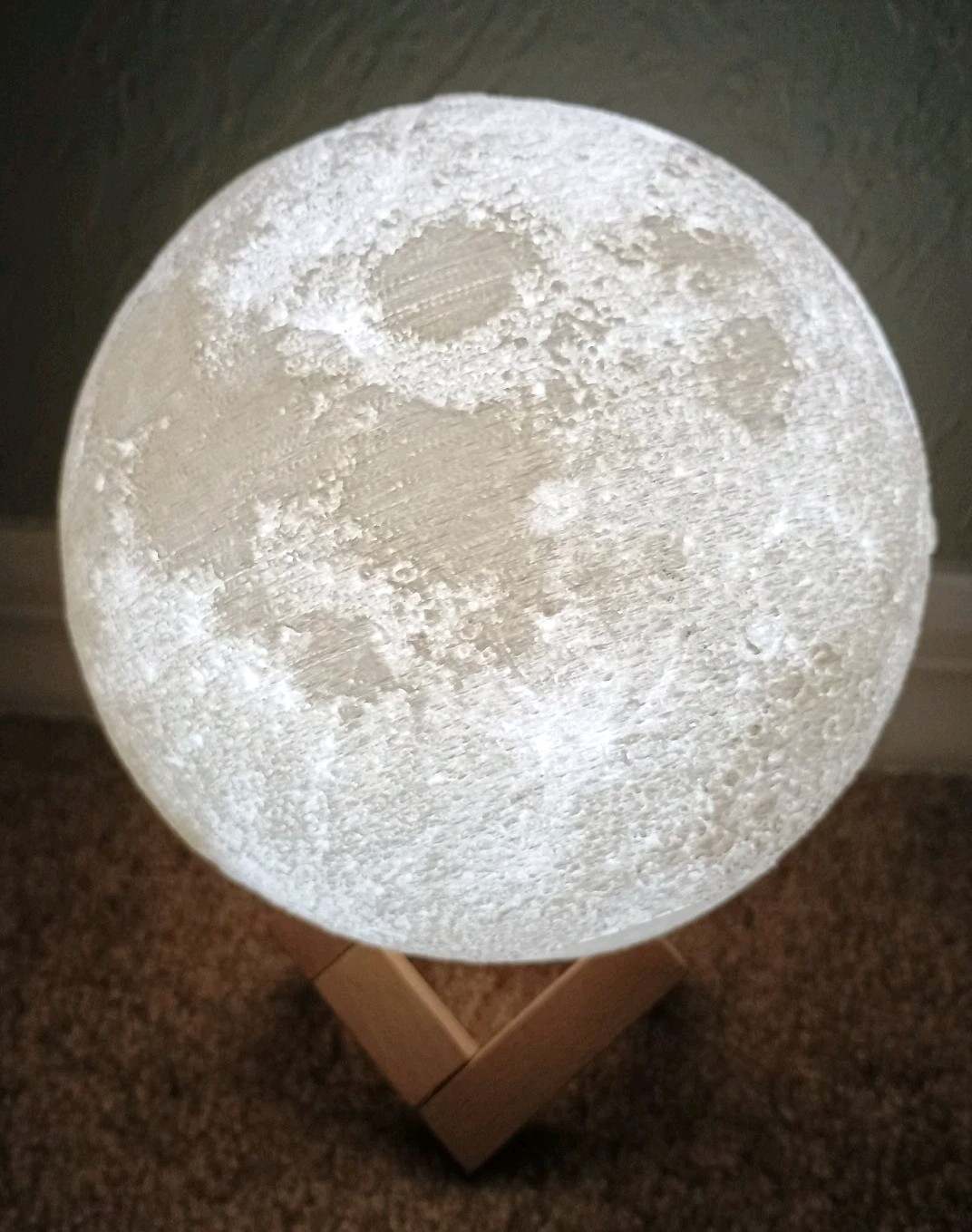 3D Moon Lamp, 6" Night Light + Wooden Base Touch-Dimmable White, Warm Blue Light gallery