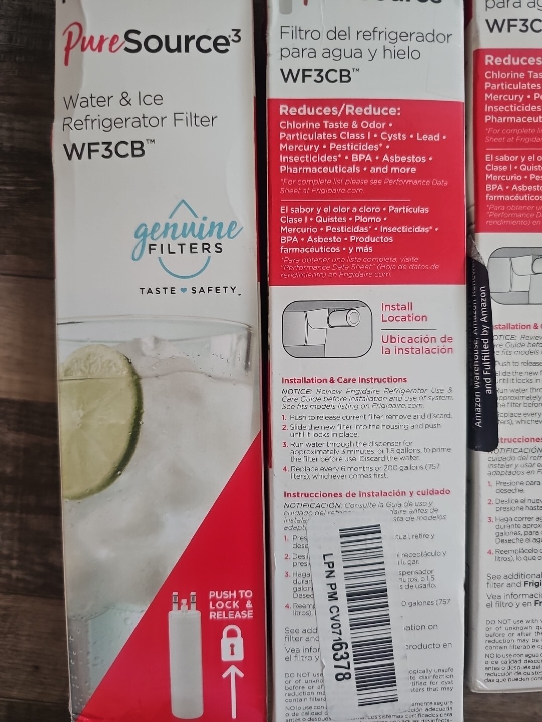 3 PACK Frigdaire WF3CB PureSource 3 Refrigerator Water Filter New Not Issued gallery