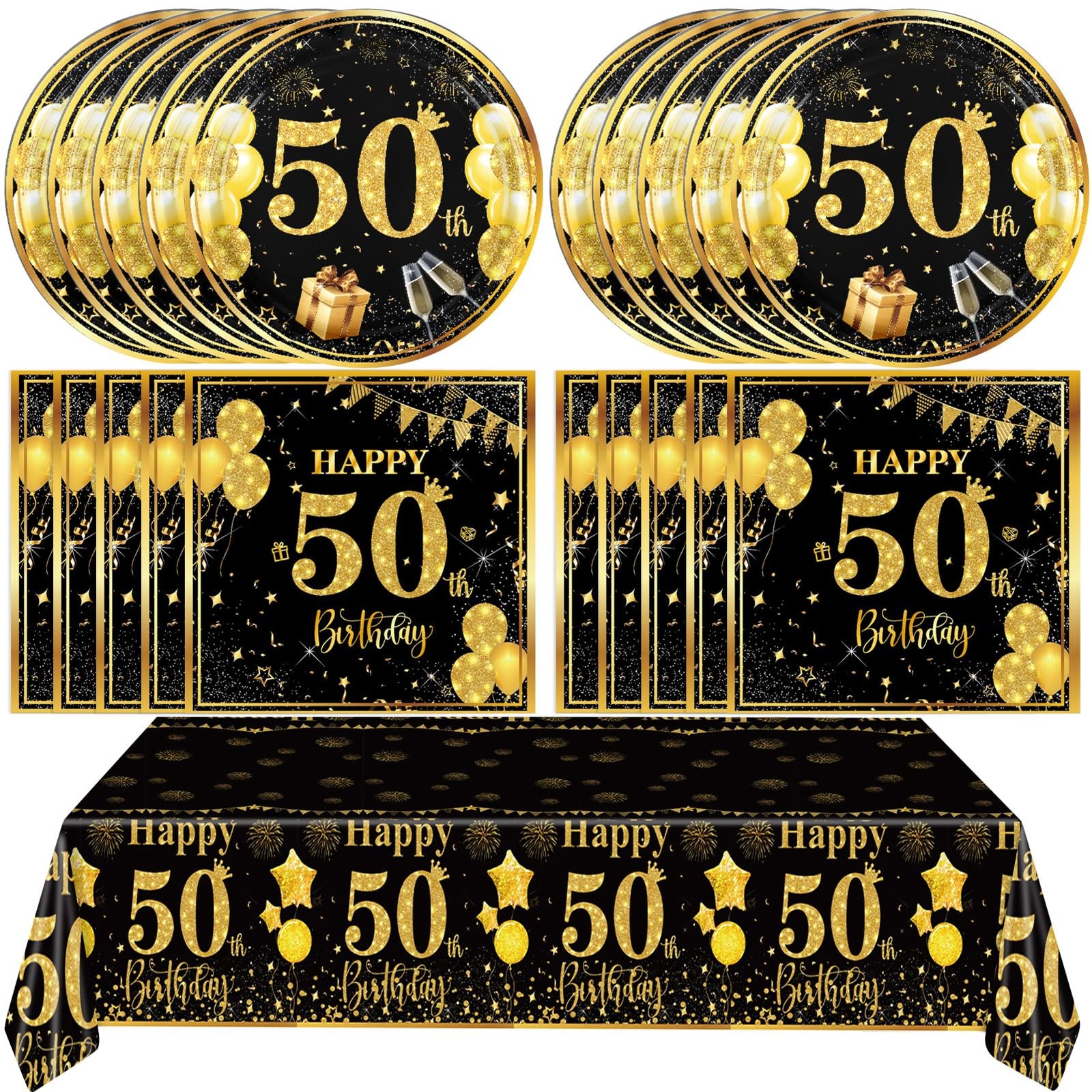 41Pcs 50th Birthday Decorations for Men Women,Black Gold 50th Year Old Party ... gallery