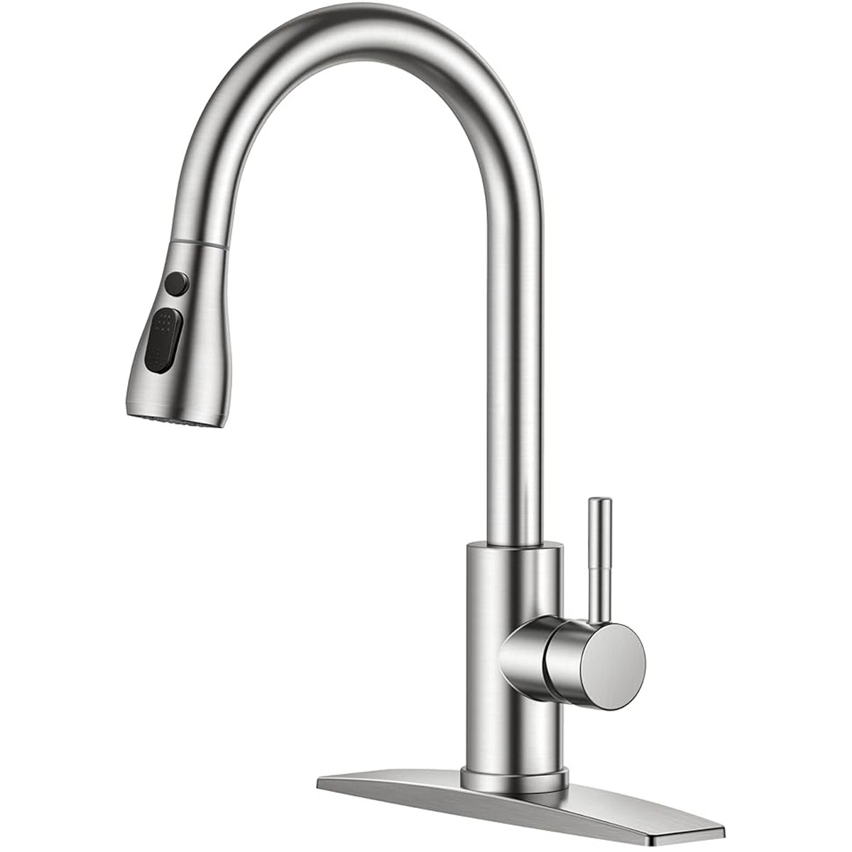 Kitchen Sink Faucet Brushed Nickel Single Handle Swivel Pull Down Sprayer Mixer gallery