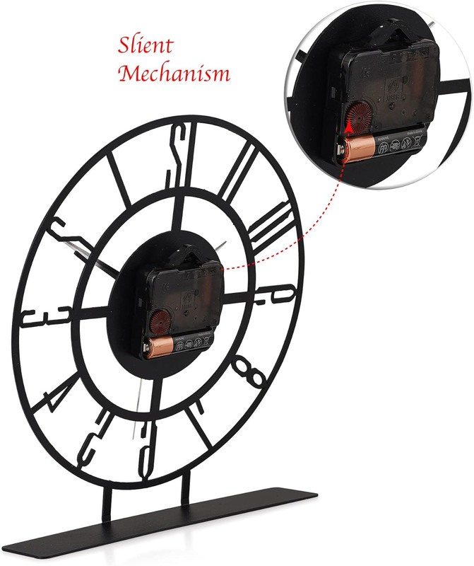 Metal Table Clock | 8.9 X 9.5 Inch Size round Silent Running Metal Black Clocks gallery