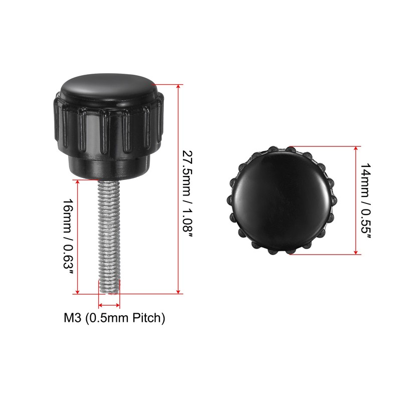 8pcs Knurled Clamping Knobs M3 x 16mm Zinc Plated Carbon Steel Thread 14mm Head gallery