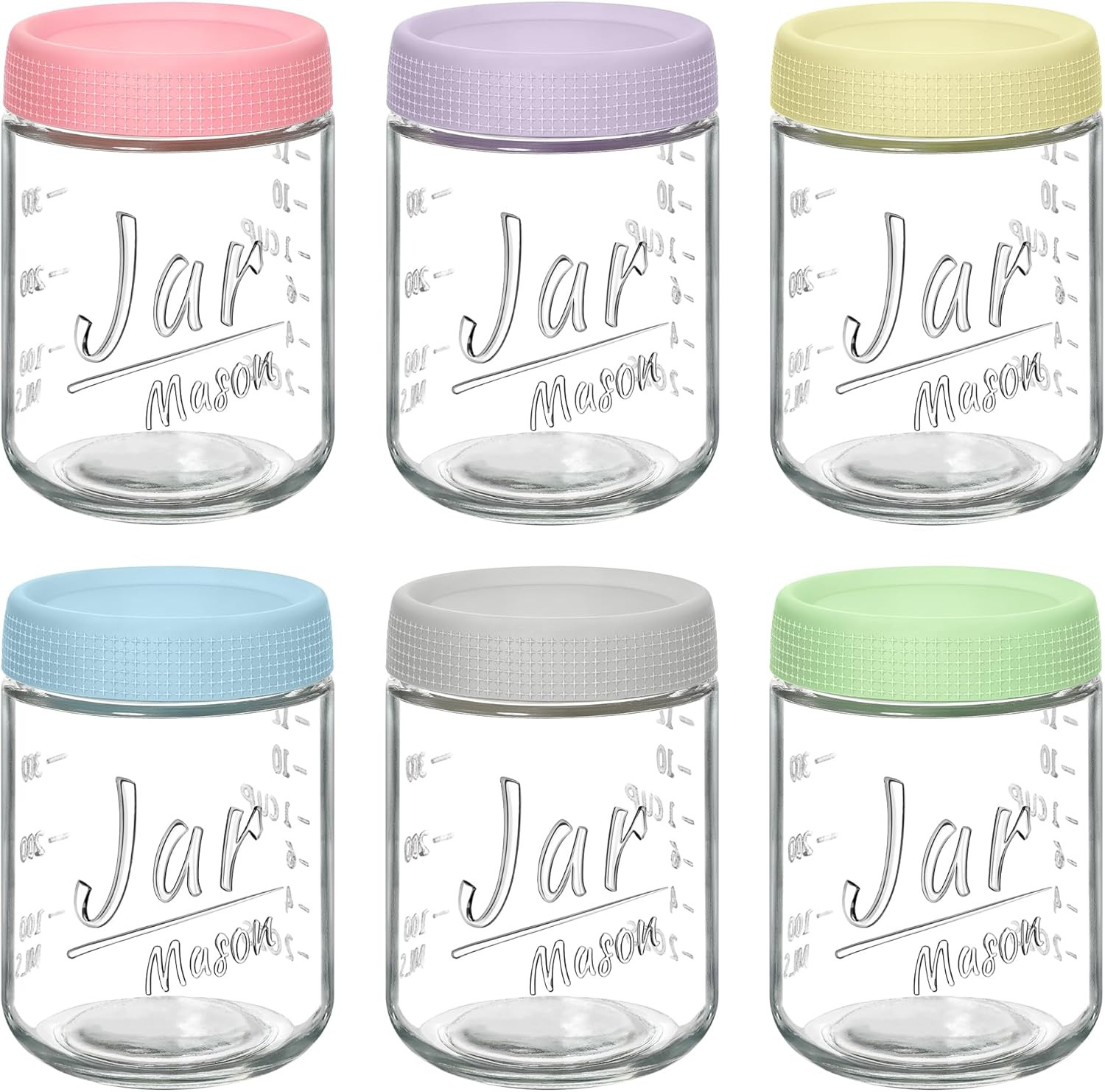 6-Pack 16Oz Overnight Oats Containers with Airtight Lids - Glass Mason Jars with gallery