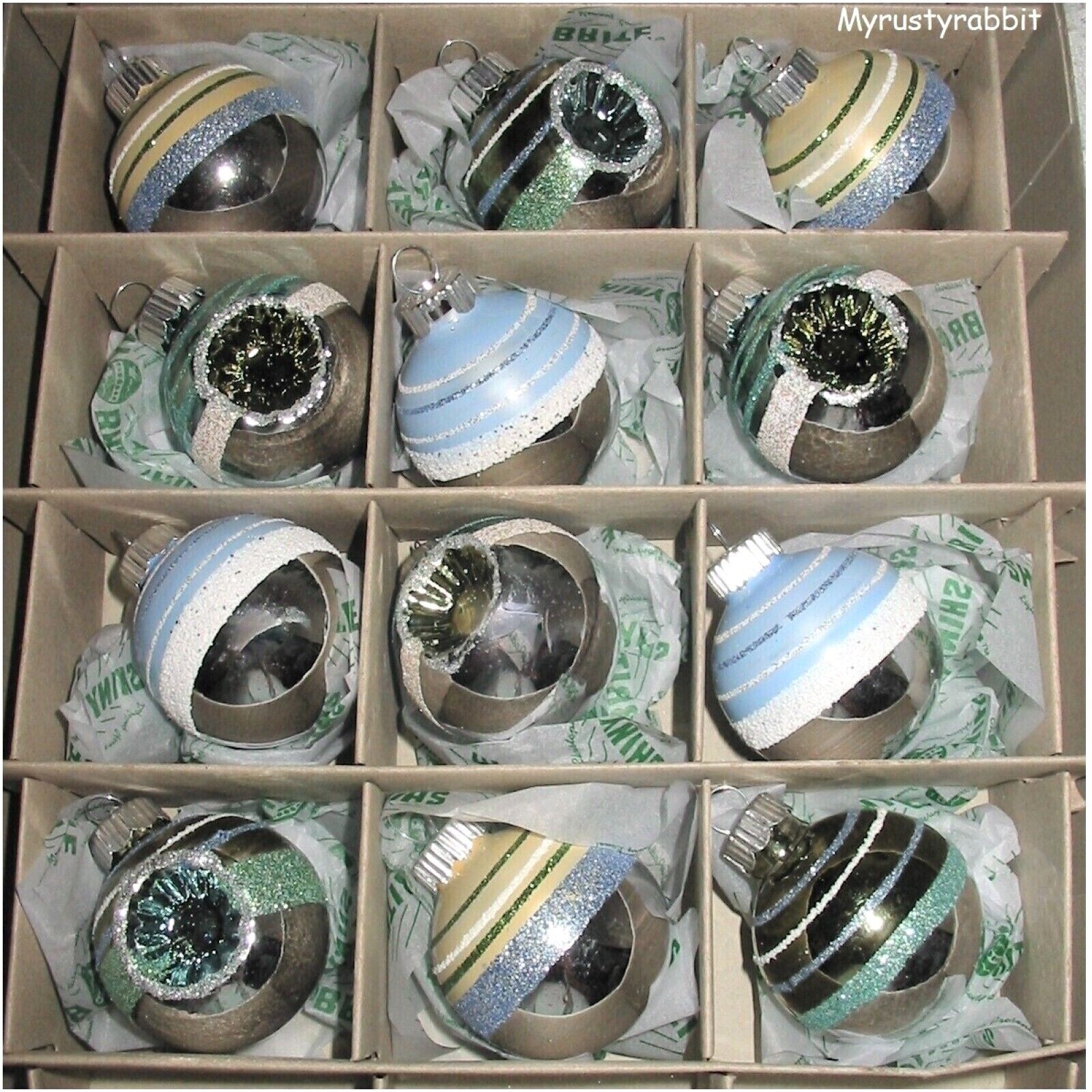 Christopher Radko Shiny Brite Glass Christmas Ornaments - 12 Indents Stripes gallery
