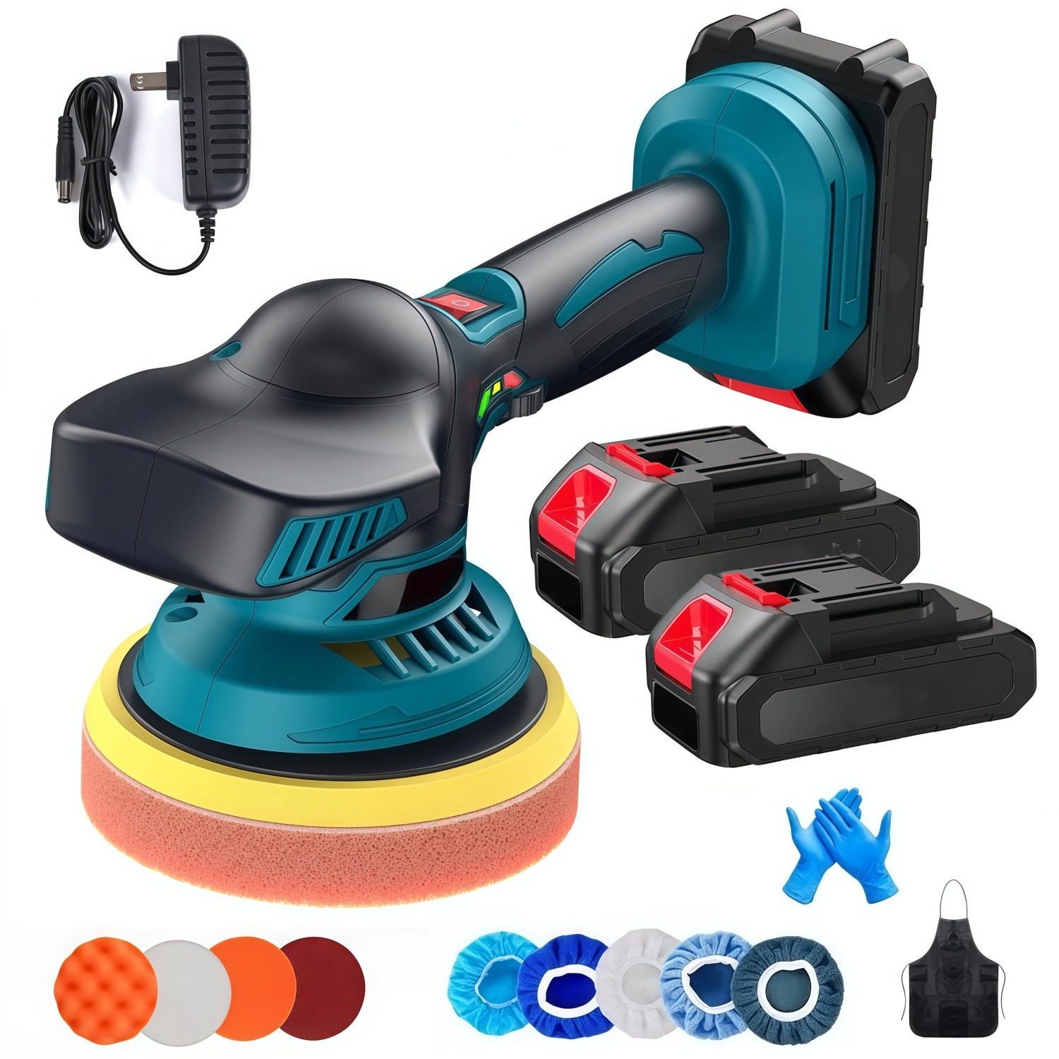 Dual Action Car Polisher Buffer Machine Cordless 6" Sander Polishing Kit Battery gallery
