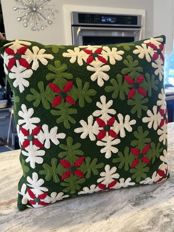 Crate & Barrel Set 2 Wool Blend Square Snowflake Christmas Pillows 16x16" READ gallery