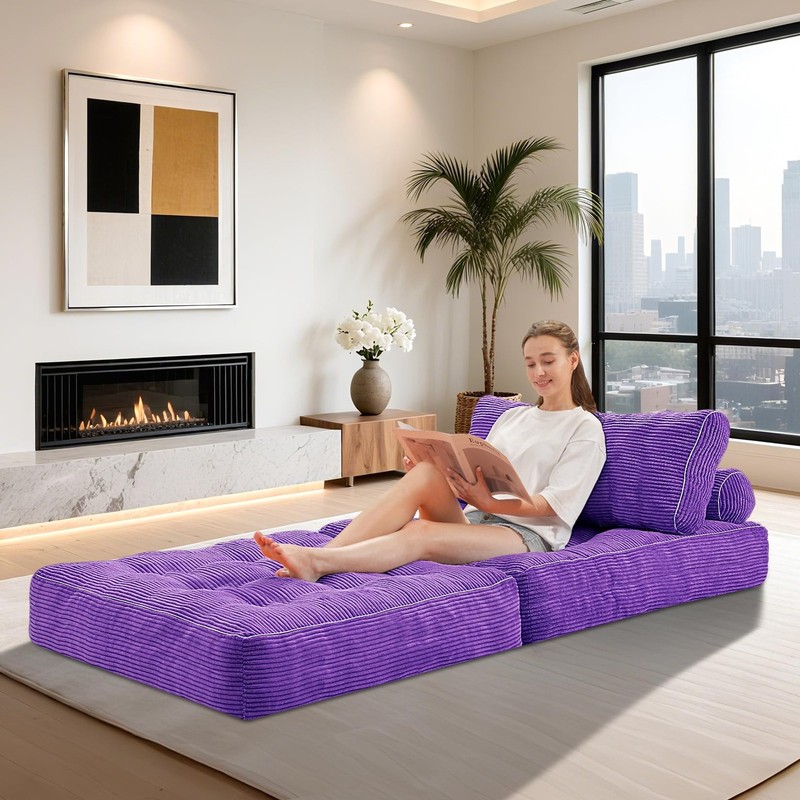 Folding Sofa Bed Convertible Sleeper Chair Purple Foldable HABUTWAY Handle Floor gallery