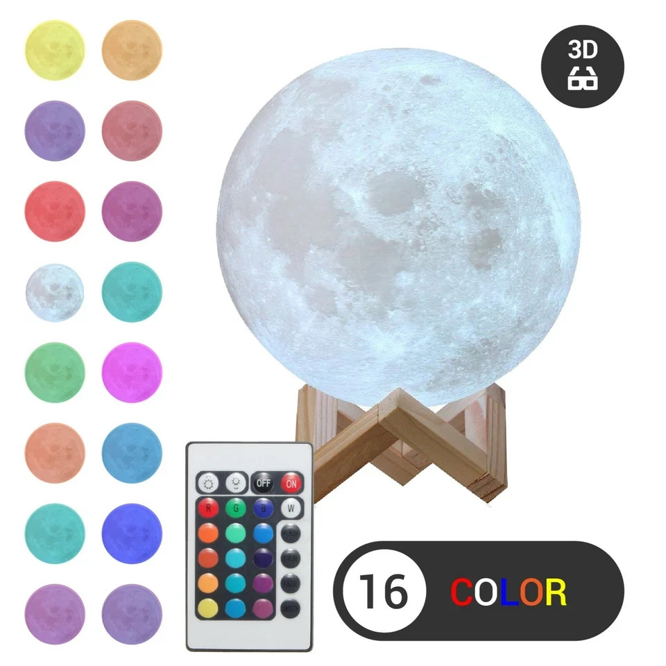 3D Moon Night Light Table Lamp USB Charging Remote Touch Control Home Decor Gift gallery
