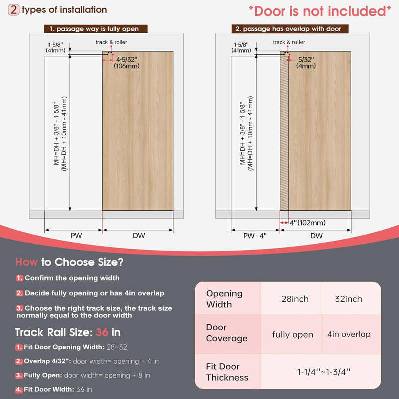 36 Concealed Sliding Barn Door Hardware Kit Soft Close Hidden Wall Mount Track gallery