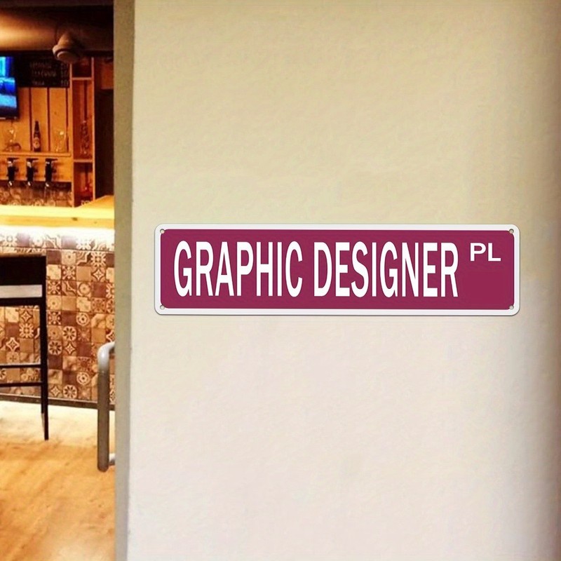 Rustic "GRAPHIC DESIGNER PL" Sign Burgundy Vintage Style Wall Art for Home gallery