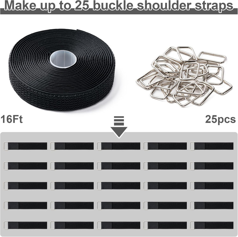 1" X16Ft Hook and Loop Straps with 25 Metal Buckles, Adjustable Fastening Cable gallery