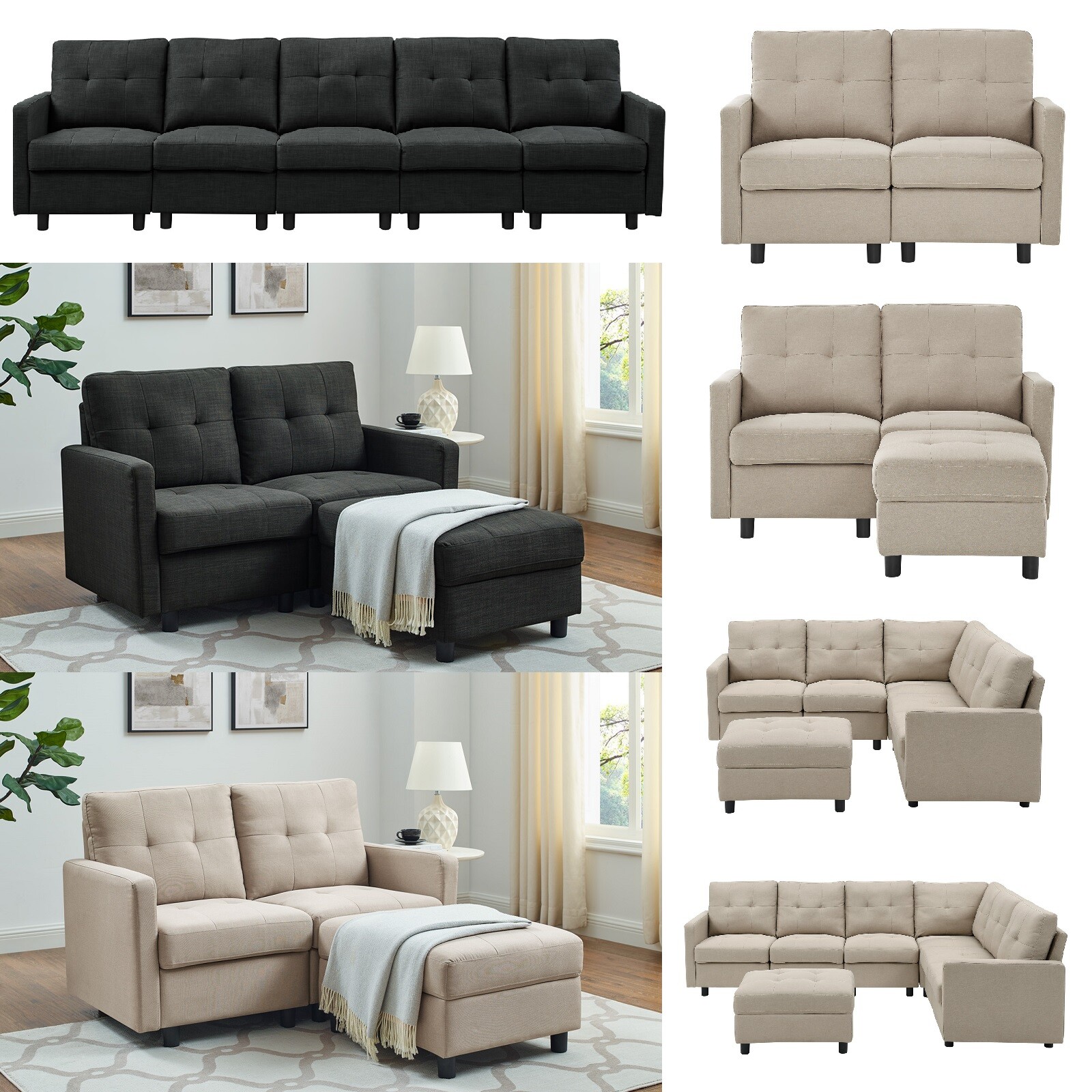 1-7 Seat Modular Sectional Sofa Couch Modern Fabric Upholstered Sofa Living Room gallery