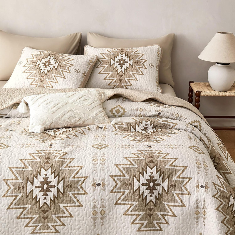 Rustic,Farmhouse Style/Aztec Geometric Patterned Bedspread Sets - GG Home gallery