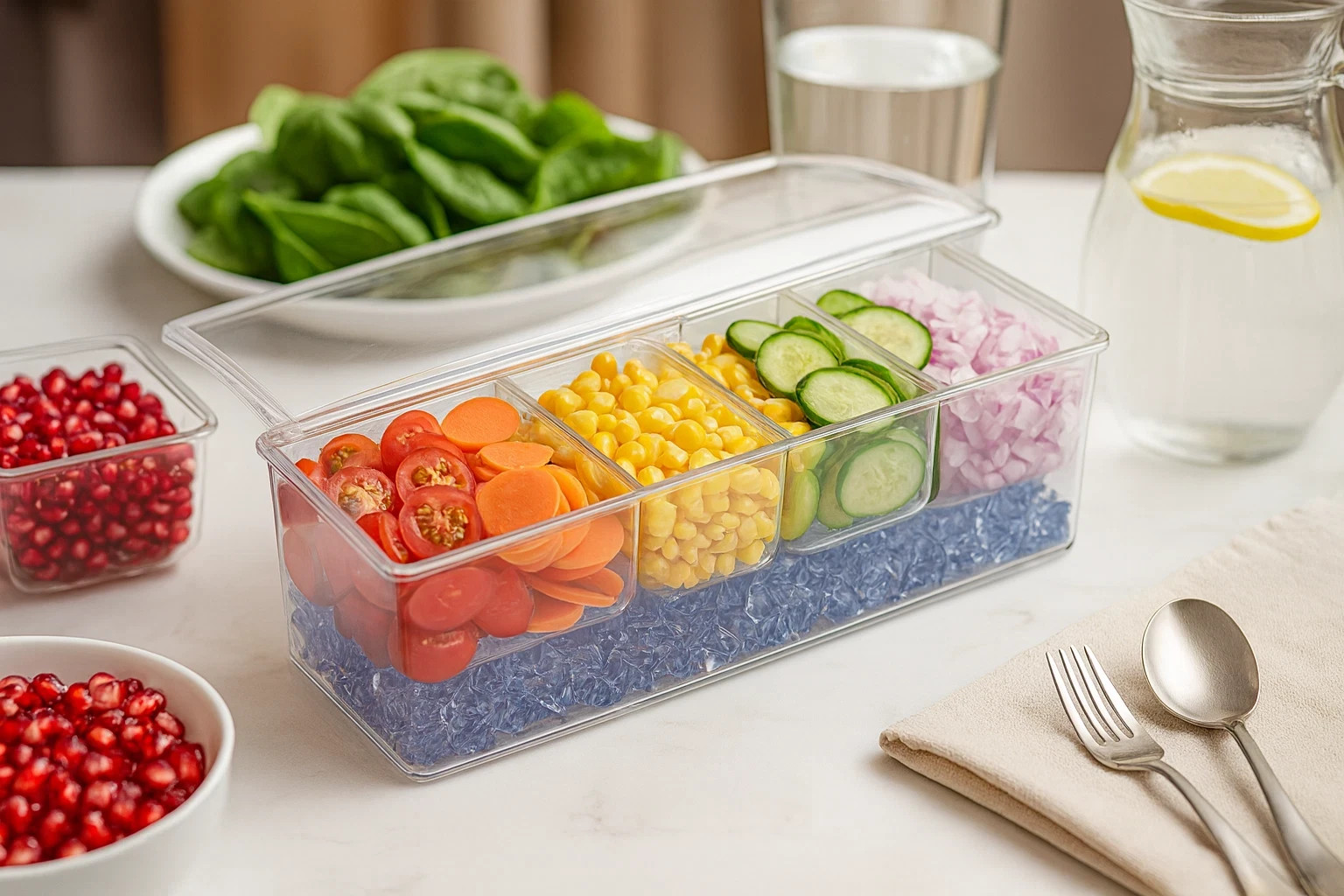 Premium Condiment Server Tray – Ice Chilled Party Serving Bar with Lid & Compart gallery