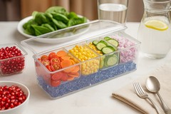 Premium Condiment Server Tray – Ice Chilled Party Serving Bar with Lid & Compart