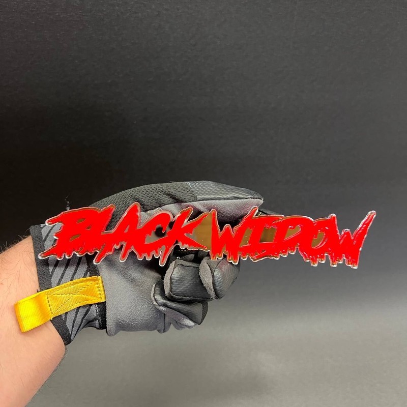 1x Black Widow Custom Text 3D Acrylic Car Emblem Badge Multicolor Laser Cut gallery