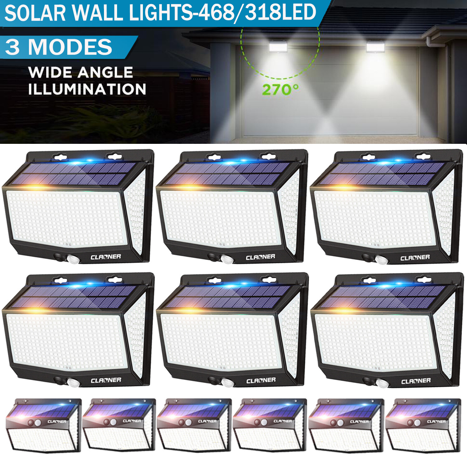 LED Solar Power PIR Motion Sensor Wall Lights Outdoor Garden Fence Security Lamp gallery