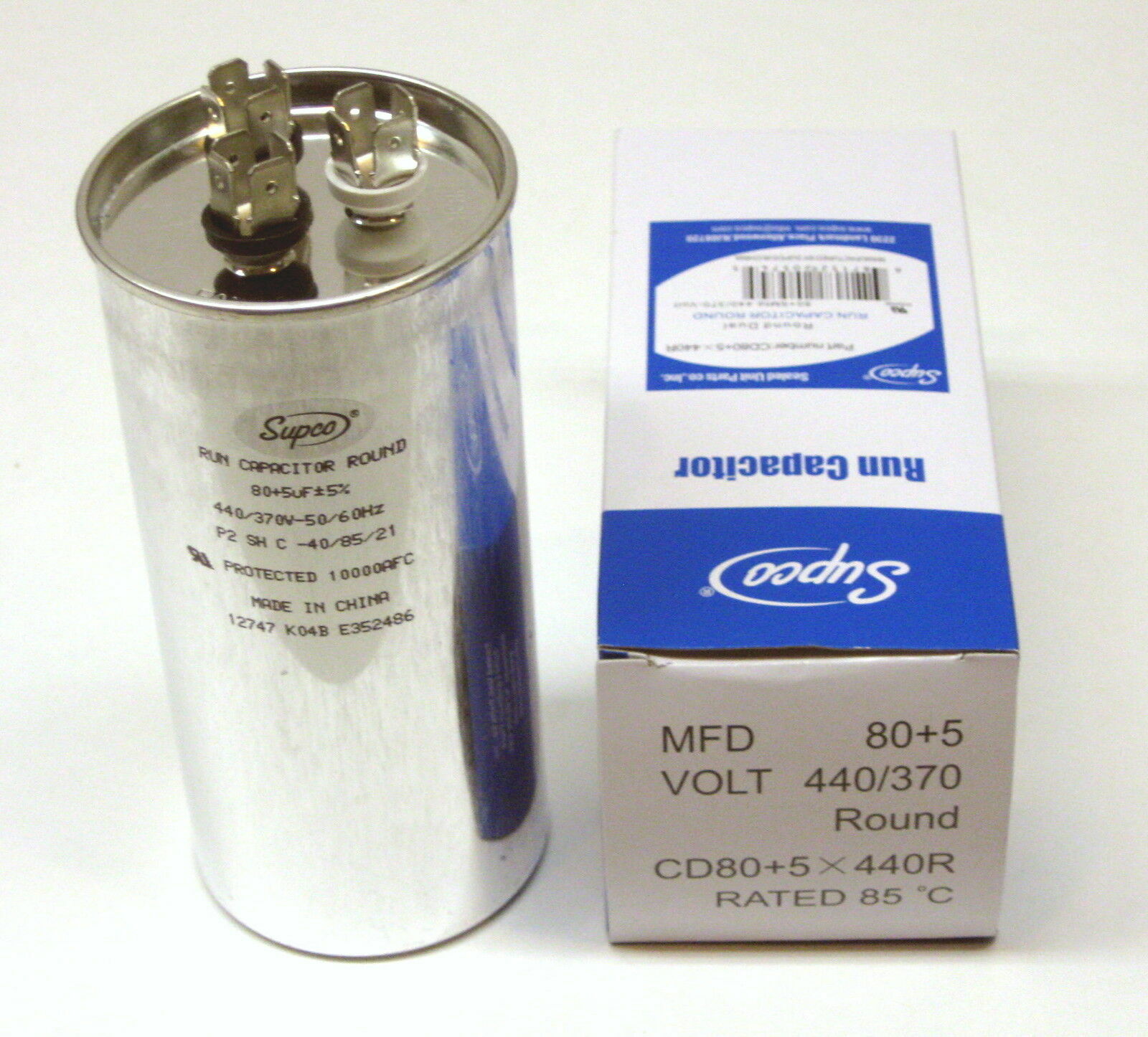 Air Conditioning HVAC Round Dual Motor Run Capacitor 80 + 5 MFD 440 Volt gallery