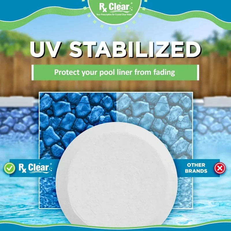 Rx Clear 1" Inch 99% Trichloro Stabilized Swimming Pool Chlorine Tablets- 50 lbs gallery