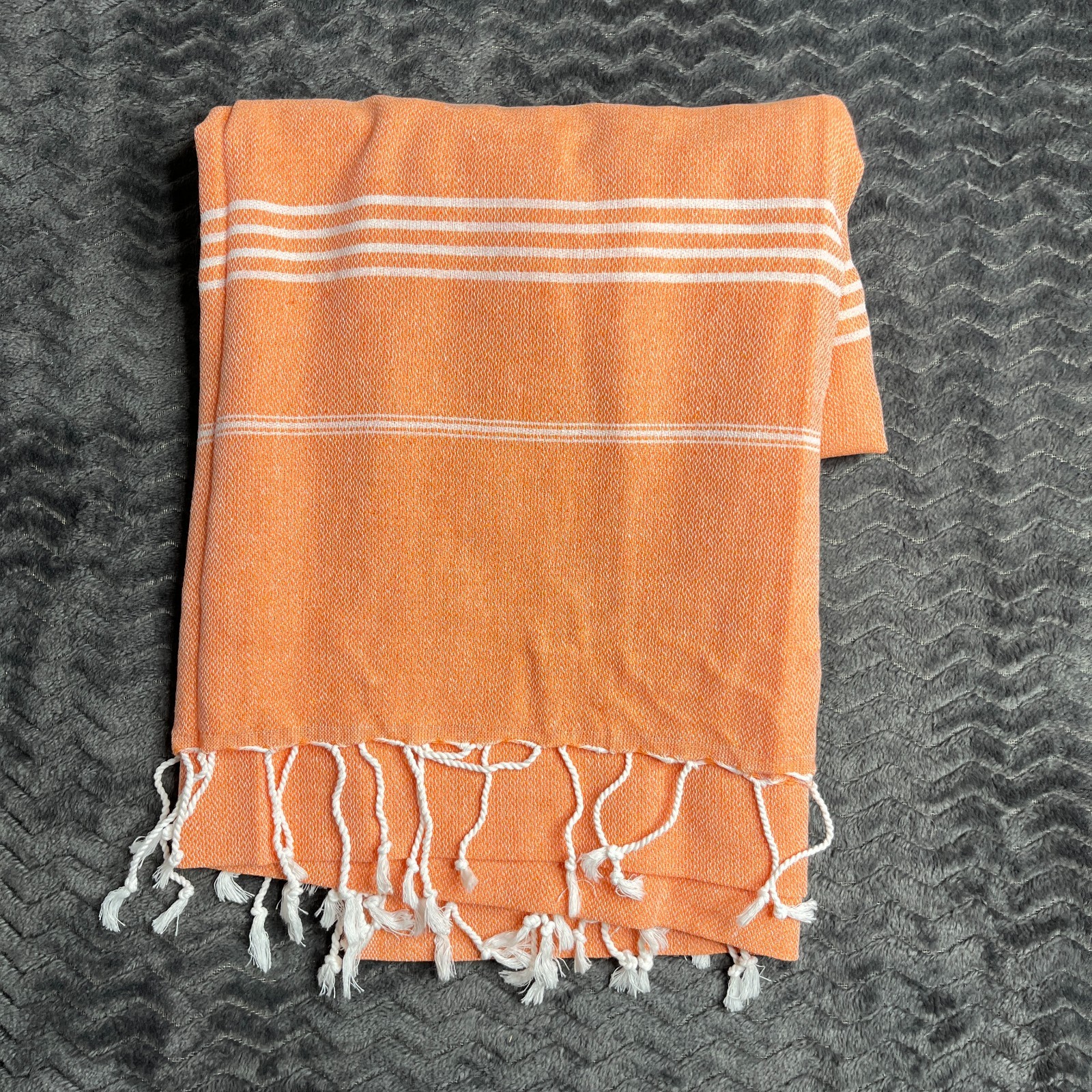 Turkish Beach Towel Large Size Sand-free 100% Cotton 39X70 Inches orange gallery