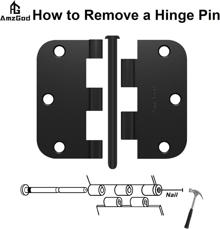 Door Hinges Matte Black - 30 Pack Black Door Hinges 3.5 Inch Rounded Interior Do gallery