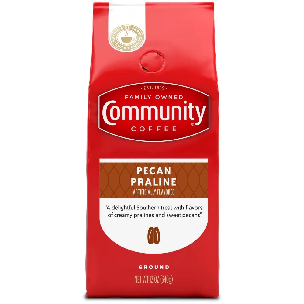 Community Coffee Pecan Praline Medium Roast Ground 12 oz Gable Top USA Free ship gallery