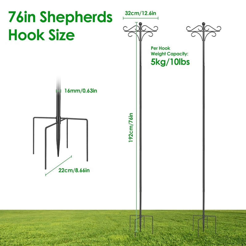 Set of 2 Durable Double Shepherds Hook Bird Feeder Holders 76/91in Bird Feeder gallery