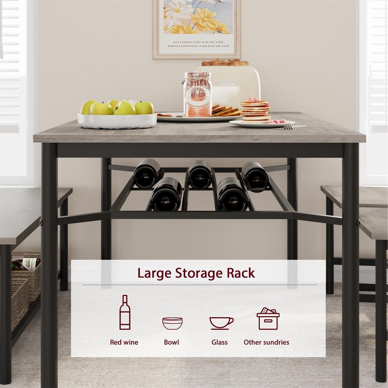 ✅Dining Table Set for 4 Kitchen Table and 2 Chairs with Storage Bench Dining Set gallery