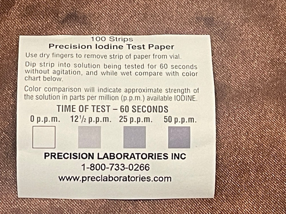 Precision Iodine Test Paper 100 Strips 0-50 parts per million Precision Laborato