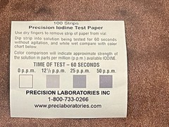 Precision Iodine Test Paper 100 Strips 0-50 parts per million Precision Laborato