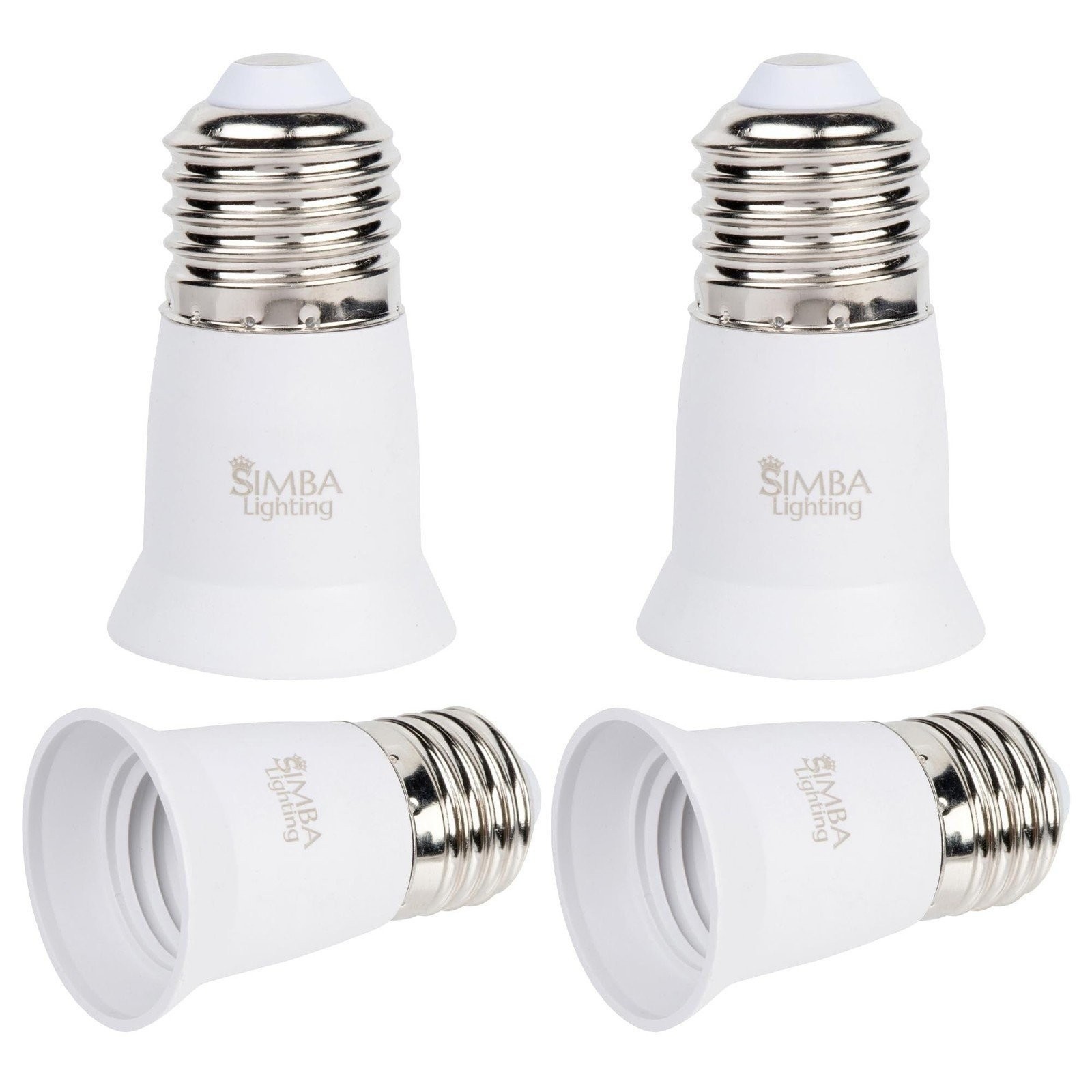 [4 Pack] Simba Lighting E26 Light Bulb Socket Extender 3cm / 1.2in Adapter White gallery