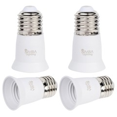 [4 Pack] Simba Lighting E26 Light Bulb Socket Extender 3cm / 1.2in Adapter White
