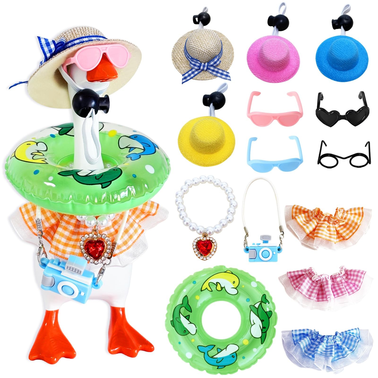 Ziseyoru 4 Sets Mini Desk Goose Outfits 7 Inches Summer Small Desk Goose Clot... gallery