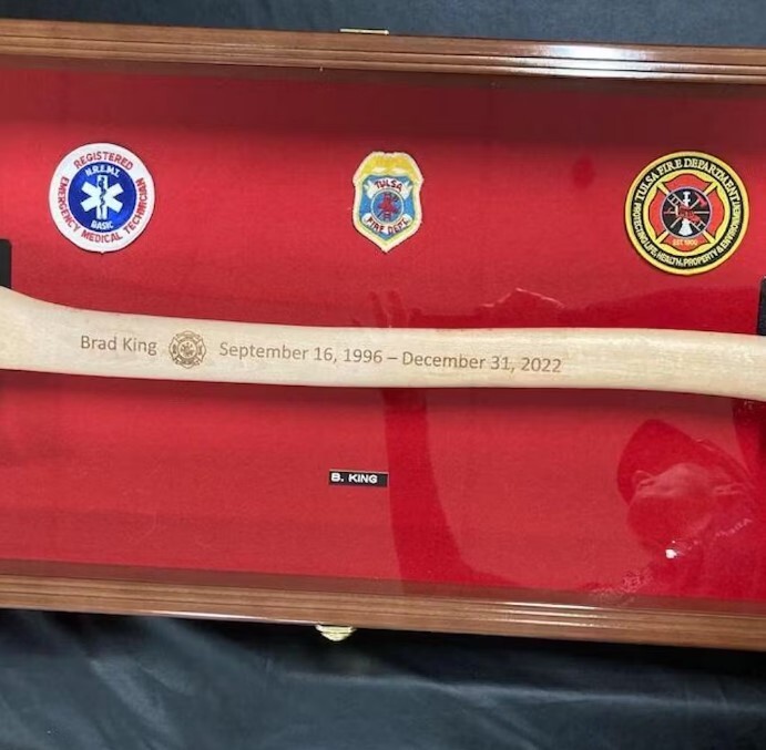 Axe Display Case Walnut LED Light Firefighter Fireman Badge Medal Wood Cabinet gallery