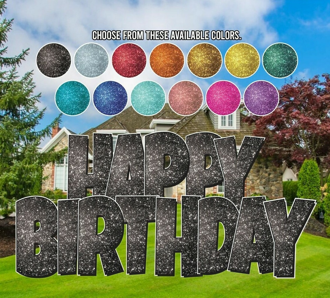 24" Happy Birthday Quick Set Yard Sign Letters | 5pc Outdoor Lawn Decorations gallery