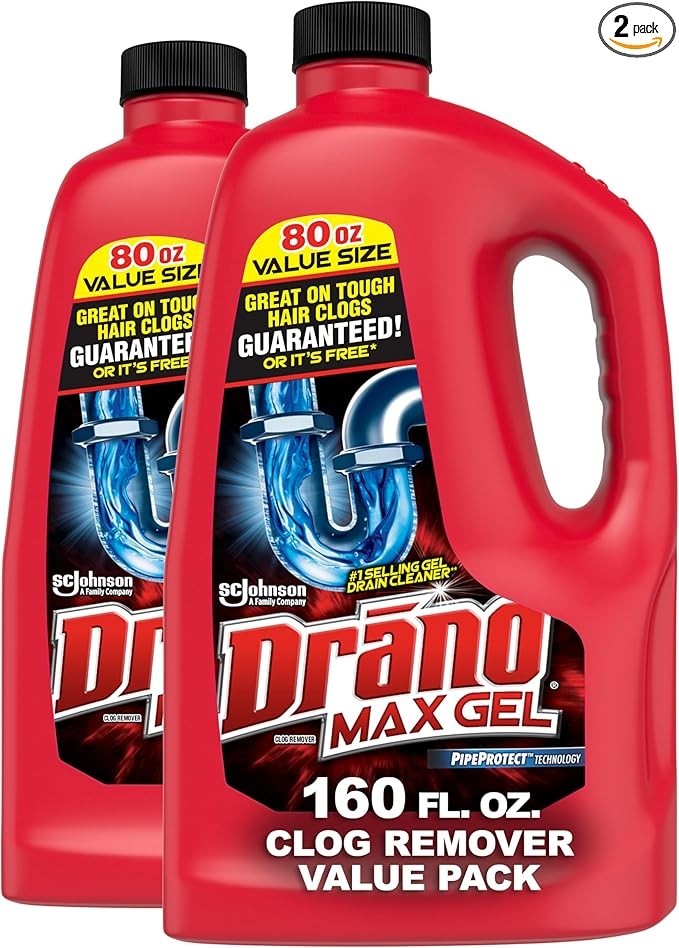 Drano Max Gel Drain Clog Remover, 160 Ounces, 2 Count gallery