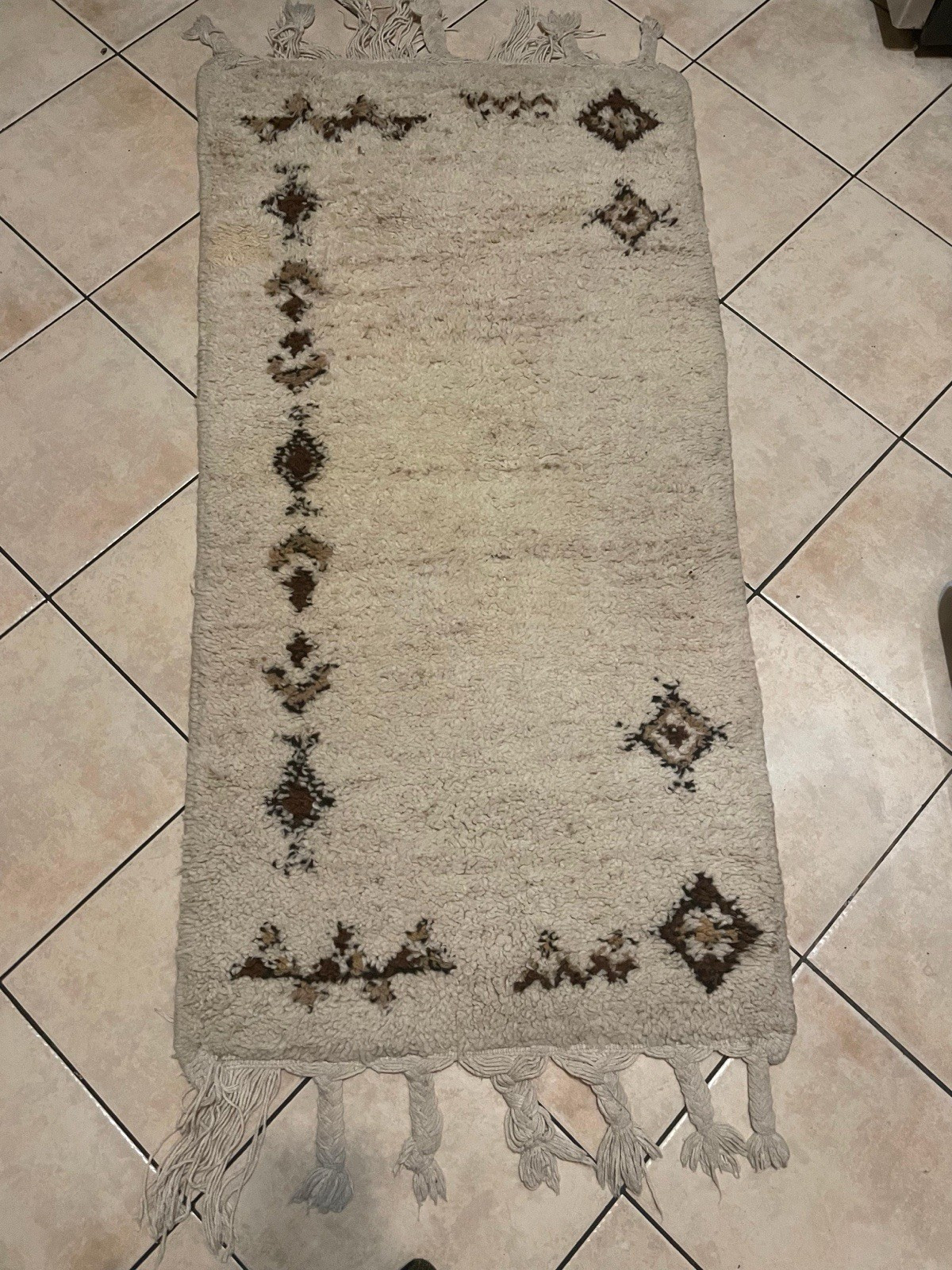 Moroccan Beni Ourain Style Rug 2x4 Wool High Pile Minimalist Boho Neutral gallery