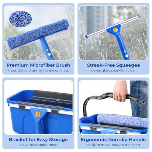 Professional Window Cleaning Kit with Bucket, 3 Gallon Set with 14" Window gallery