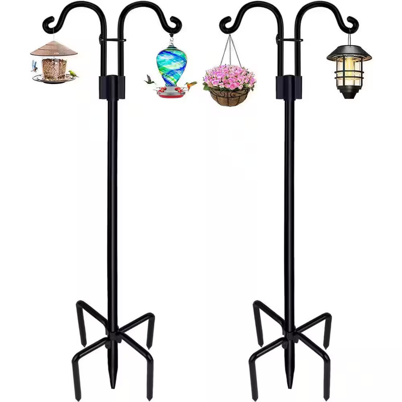 76 In. Shephards Hook for Outdoor, Heavy-Duty Bird Feeder Pole with 5 Base (2-Pa gallery
