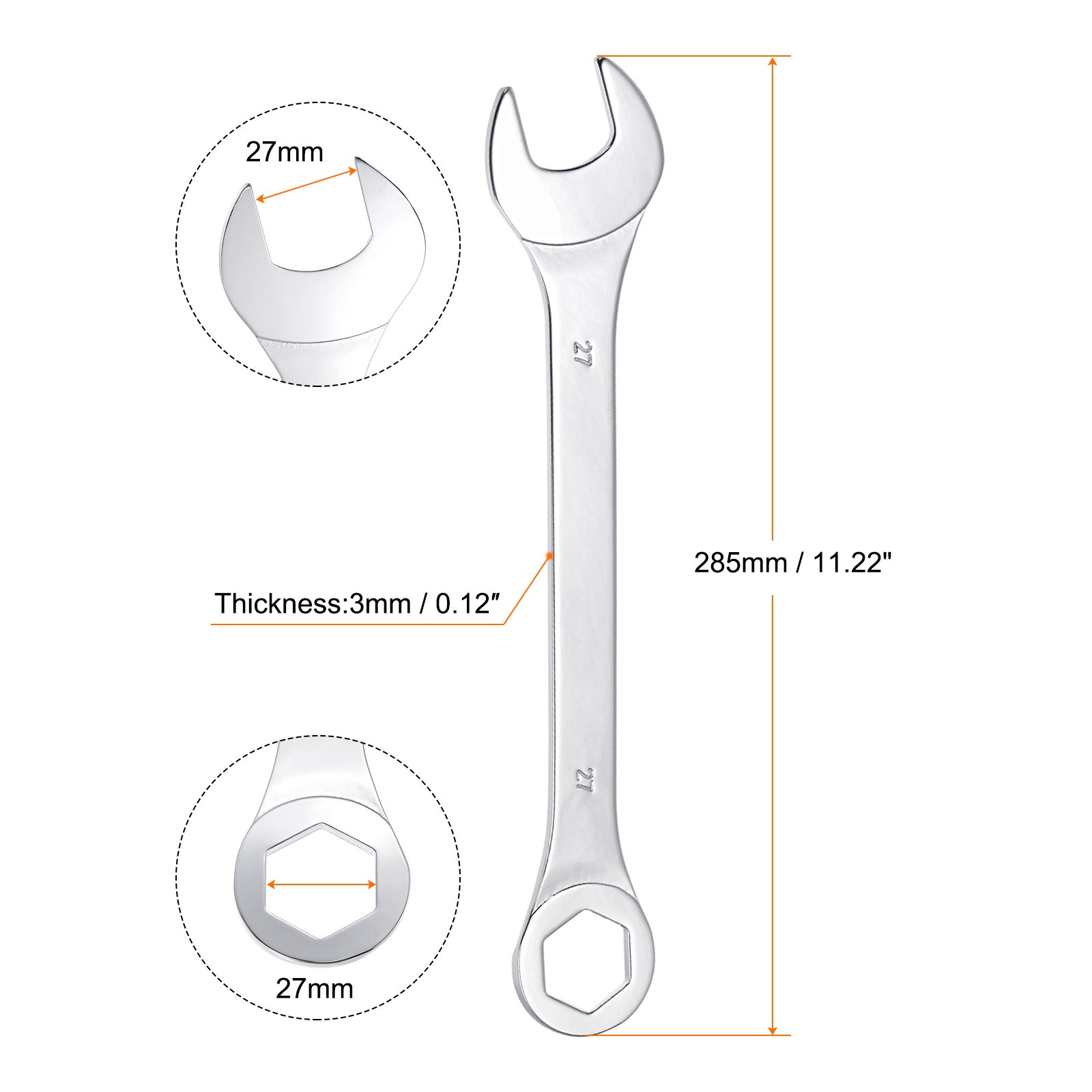 27mm Thin 6 Point Combination Wrench Metric High Carbon Steel gallery